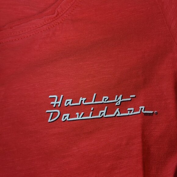 Harley Davidson Women's Size Medium Long Sleeve Shirt Red Des Moines Iowa Harley - Picture 3 of 11